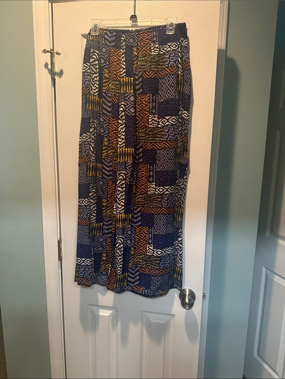 Women’s Patchwork Print Pants - Navy, Mustard & Rust